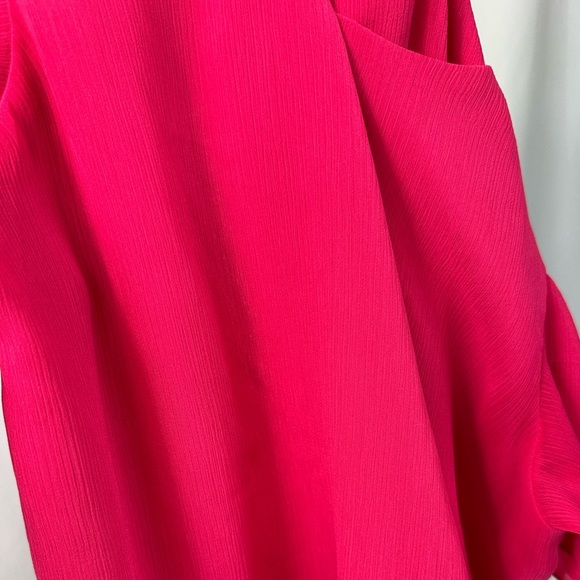 Roz & Ali Vibrant Pink Cold Shoulder Blouse - Picture 6 of 6